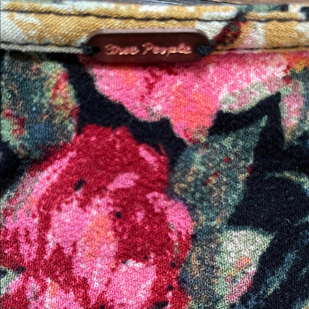Free People Black Button up Wrap Dress with Pink and Orange Floral Design - Picture 2 of 4